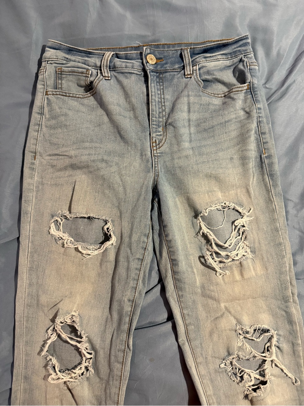 SO Women's Light Blue Distressed Skinny Jeans